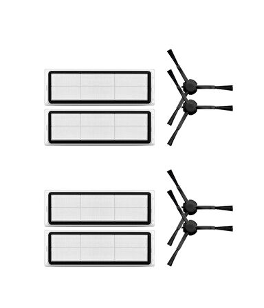 Xiaomi Vacuum Mop 2 Pro+(Kameralı) Uyumlu Yedek Hepa Filtre ve Yan Fırça-8 Parça