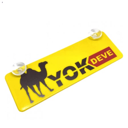 Yok Deve Yazılı Vantuzlu Cam Süsü Sarı 22x7.5 cm ABS Plastik