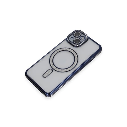 Apple iPhone 14 Uyumlu Kılıf Joke Simli Magneticsafe Kılıf - Lacivert