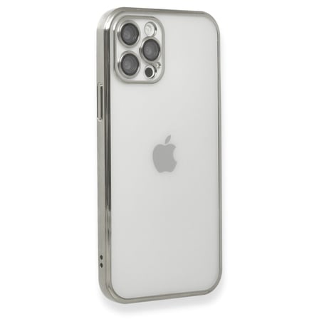 Apple iPhone 12 Pro Uyumlu Kılıf Lensli Silikon - Gümüş