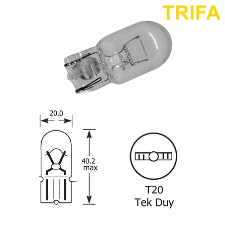Trifa T20 Dipsiz Park Ampulü Sarı 12 Volt 21/5W