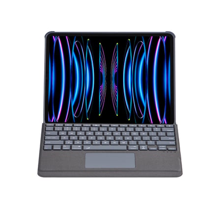 Apple T5509D iPad Pro 12.9 (2022) Kılıf Palermo Ledli Klavyeli Standlı Tablet Kılıfı - Siyah