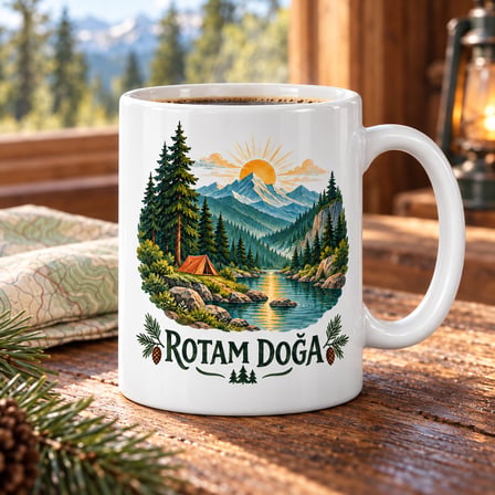 Rotam Doğa Dağ Orman ve Kamp Tasarımlı Porselen Kupa - MODEL 264