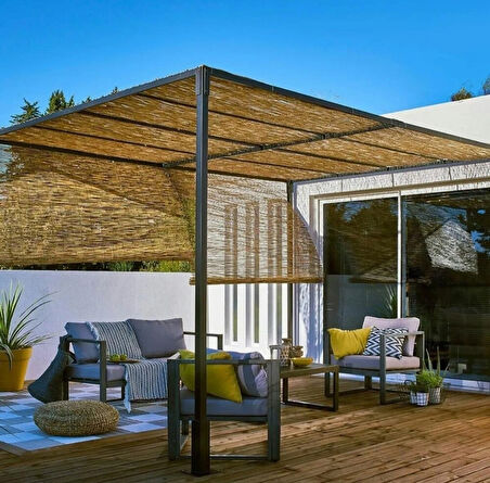 1 Metre X 2,50 Metre Hasır Kamış Balkon Çiti Bahçe Çiti Dekorasyon 