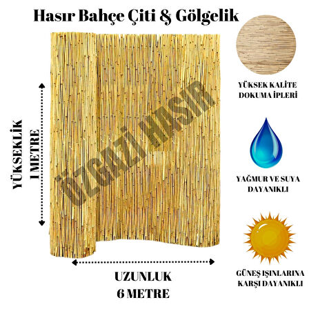 1 Metre X 6 Metre Kamış Hasır Balkon Çiti Bahçe Çiti Gölgelik Dekorasyon Hasır Çit