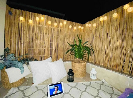 1 Metre X 6 Metre Kamış Hasır Balkon Çiti Bahçe Çiti Gölgelik Dekorasyon Hasır Çit