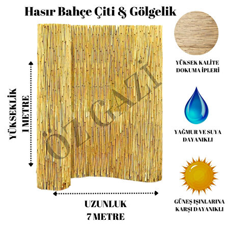 1 Metre X 7 Metre Kamış Hasır Balkon Çiti Bahçe Çiti Gölgelik Dekorasyon Hasır Çit