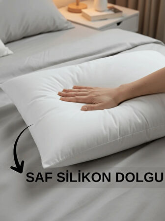 Beylini 2'Li 600 GR Pamuklu Silikon Yastık Yumuşak Rahat Antialerjik Makinede Yıkanabilir Pürüzsüz Yastık 50x70cm