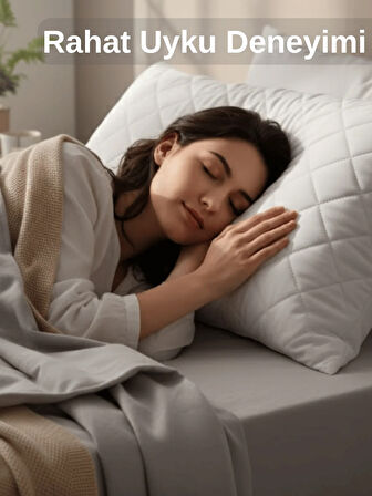 Beylini 2'Li 800 GR Mikrofiber Kapitone Yastık Yumuşak Rahat Antialerjik Makinede Yıkanabilir Pürüzsüz 50x70cm