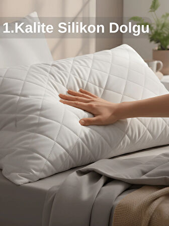 Beylini 2'Li 800 GR Mikrofiber Kapitone Yastık Yumuşak Rahat Antialerjik Makinede Yıkanabilir Pürüzsüz 50x70cm