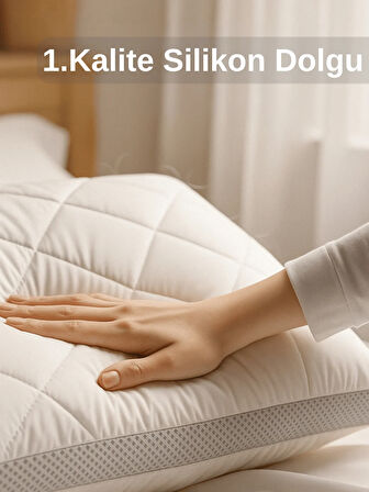 Beylini 2'Li 800 GR Klimalı Mikrofiber Kapitone Yastık Yumuşak Antialerjik Makinede Yıkanabilir Pürüzsüz 50x70cm