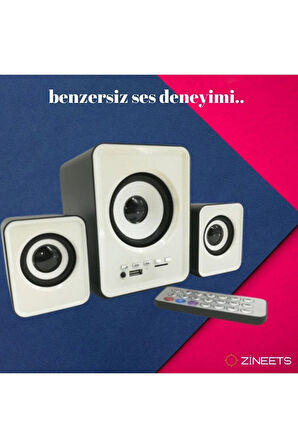 Bluetooth Hoparlör 3.5mm Jack Kablolu Bilgisayar Hoparlörü Müzik 2 1 Ses Sistemi Radyolu Usb Speaker