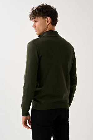 Fermuarlı Dik Yaka Kazak