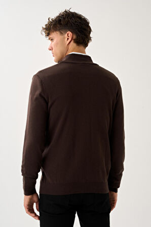 Fermuarlı Dik Yaka Kazak