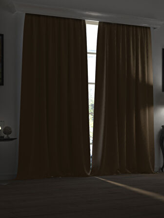 Super Blackout Serisi Deve Rengi Tüyü Rengi Işık Geçirmez Ekstraforlu Fon Perde