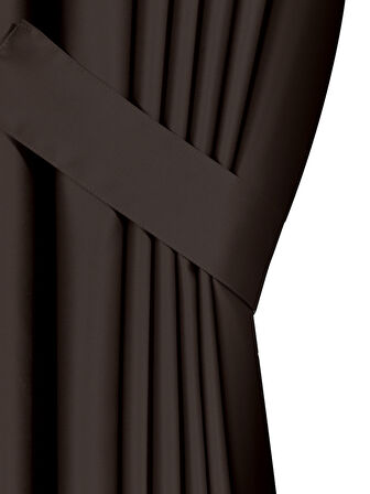 Super Blackout Serisi Koyu Kahverengi Işık Geçirmez Ekstraforlu Fon Perde