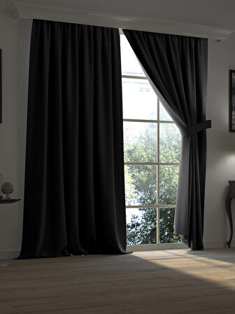 Super Blackout Serisi Gece Siyahı Rengi Işık Geçirmez Ekstraforlu Fon Perde