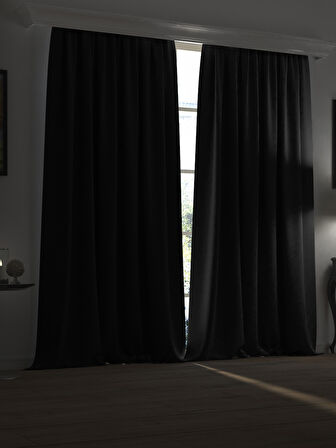 Super Blackout Serisi Gece Siyahı Rengi Işık Geçirmez Ekstraforlu Fon Perde