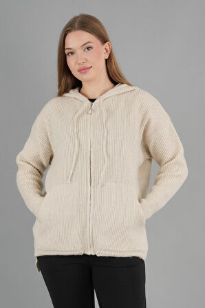 ALEXANDERGARDI KAPÜŞONLU FERMUARLI TRİKO HIRKA(A92409-S)