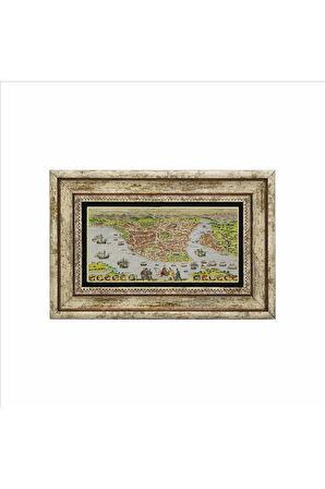 Bizans Haritası Baskılı Taş Tablo 20x30
