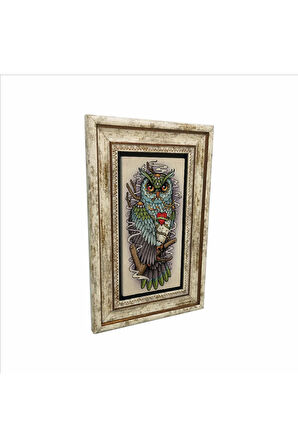Baykuş Baskılı Taş Tablo 20x30