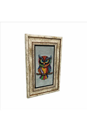 Baykuş Baskılı Taş Tablo 20x30