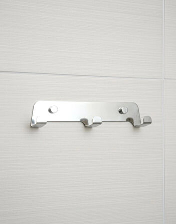 ASKILIK 3 LÜ YAPIŞKANLI VE VİDALI 1,2MM SS201 PASLANMAZ ÇELİK RENK KROM