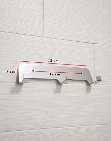 ASKILIK 3 LÜ YAPIŞKANLI VE VİDALI 1,2MM SS201 PASLANMAZ ÇELİK RENK KROM