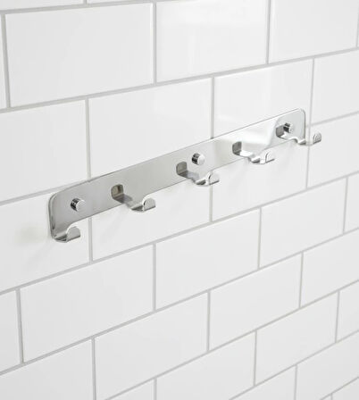 ASKILIK 5 Lİ YAPIŞKANLI VE VİDALI 1,2MM SS201 PASLANMAZ ÇELİK RENK KROM