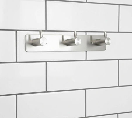 ASKILIK YAPIŞKANLI VE VİDALI ÇUBUKLU ÜÇLÜ KROM