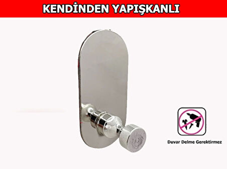 GLARE İNCE BELLİ KENDİNDEN YAPIŞKANLI ASKILIK TEKLİ OVAL KROM 4 LÜ PAKET