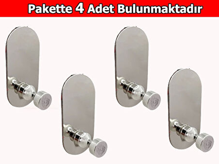 GLARE İNCE BELLİ KENDİNDEN YAPIŞKANLI ASKILIK TEKLİ OVAL KROM 4 LÜ PAKET