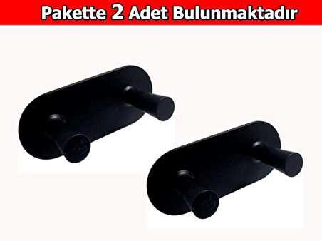 GLARE KONİK KENDİNDEN YAPIŞKANLI ASKILIK İKİLİ MAT SİYAH 2 Lİ PAKET