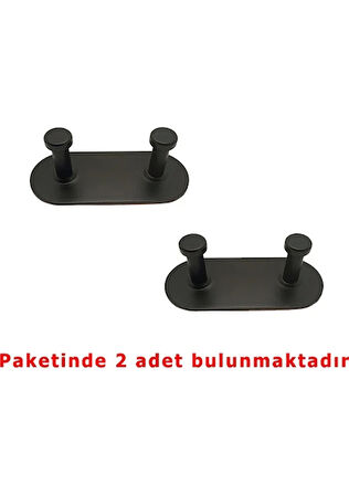 GLARE MANTAR KENDİNDEN YAPIŞKANLI ASKILIK İKİLİ MAT SİYAH 2 Lİ PAKET