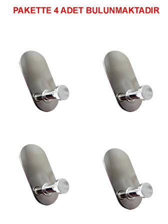 GLARE MANTAR KENDİNDEN YAPIŞKANLI ASKILIK TEKLİ OVAL KROM 4 LÜ PAKET