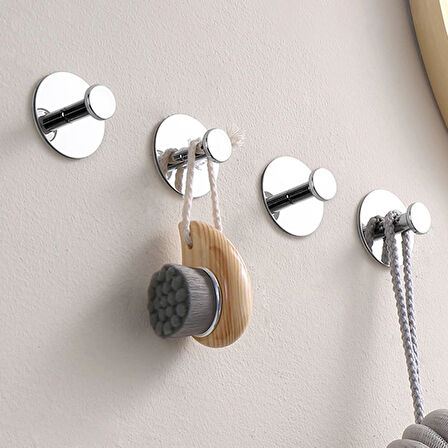 GLARE MANTAR KENDİNDEN YAPIŞKANLI ASKILIK TEKLİ YUVARLAK KROM 4 LÜ PAKET