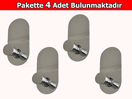 GLARE KONİK KENDİNDEN YAPIŞKANLI ASKILIK TEKLİ OVAL KROM 4 LÜ PAKET