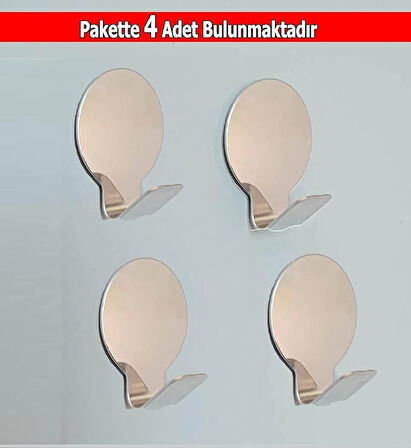 ARDİNİ PASLANMAZ ÇELİK KENDİNDEN YAPIŞKANLI BORNOZ HAVLU ASKISI YUVARLAK 4'LÜ