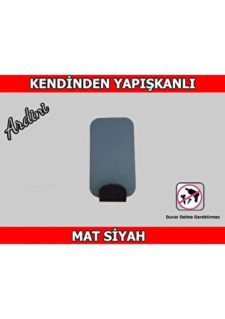 ARDİNİ KENDİNDEN YAPIŞKANLI BORNOZ HAVLU ASKISI RADİUSLU DİKDÖRTGEN MAT SİYAH 4'LÜ