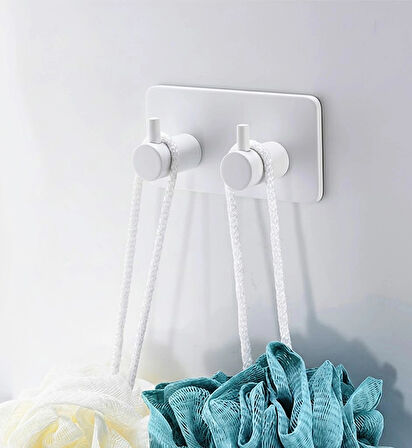 ASKILIK YAPIŞKANLI DİKDÖRTGEN ÇUBUKLU 2 KANCALI BEYAZ PAKETTE 2 ADET