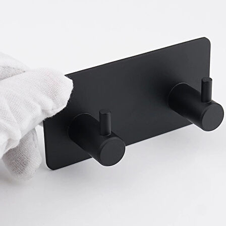 ASKILIK YAPIŞKANLI DİKDÖRTGEN ÇUBUKLU 2 KANCALI MAT SİYAH PAKETTE 2 ADET