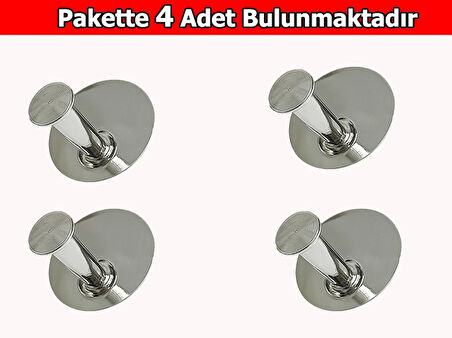 ASKILIK YAPIŞKANLI THİNCAL YUVARLAK TEKLİ KROM RENGİ PAKETTE 4 ADET