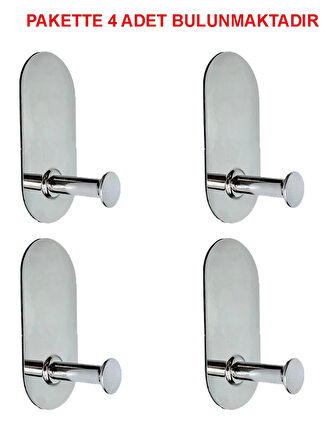 THİNCAL KENDİNDEN YAPIŞKANLI ASKILIK TEKLİ OVAL KROM 4 LÜ PAKET