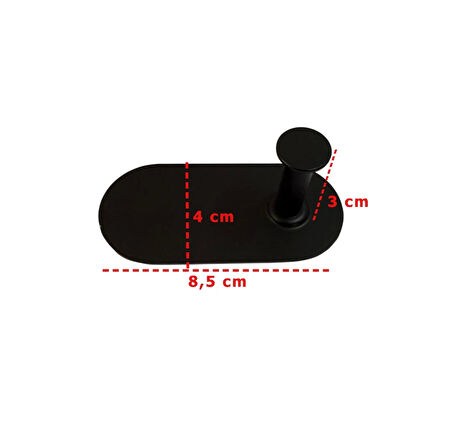 ASKILIK YAPIŞKANLI THİNCAL OVAL TEKLİ MAT SİYAH RENGİ PAKETTE 4 ADET