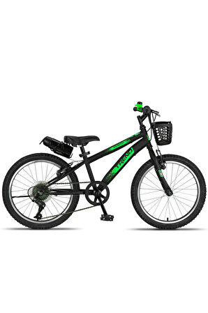 TRENDBIKE Mistral 20 Jant Vitesli Çocuk Bisikleti, 6-10 Yaş, 6. Vitesli Siyah-Neon Yeşil
