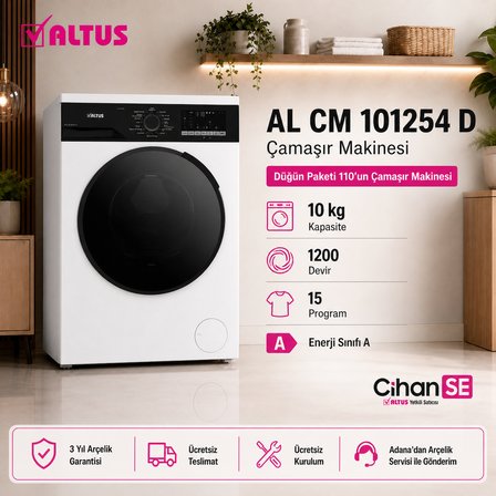Altus Lüx Beyaz Düğün Paket 2026 (Paket-110) ALK 474 XE BUZDOLABI - AL 434 P BULAŞIK MAKİNESİ - AL 101254 D 10 KG