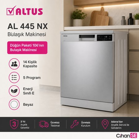 Altus Evlilik Paketi 2026 (NO:106) Buzdolabı AL 376 XE Çamaşır Makinesi AL 121460 Bulaşık Makinesi AL445 NX