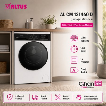 Altus XXL İnox Düğün Paketi (Paket 107) AL 445 NIX Bulaşık Makinesi AL-121460 Çamaşır Makinesi AL-376 XIE buzdolabı