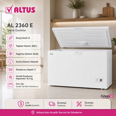 Altus AL-2360 E Yeni E Enerji Yatay Derin Dondurucu 360 Litre