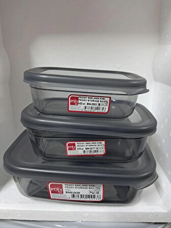 3 adet saklama kabı 1.2lt + 670ml + 400ml